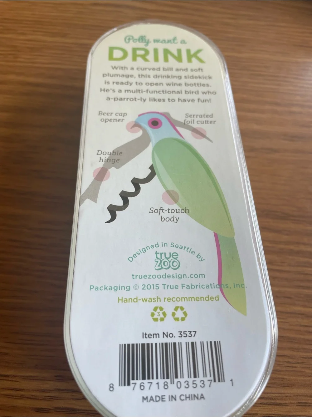 True Zoo Parrot Corkscrew - Orange and Light Blue